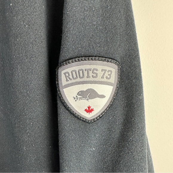 ROOTS 73 Quarter-zip Pullover Sweatshirt Unisex Large Black - Picture 9 of 10